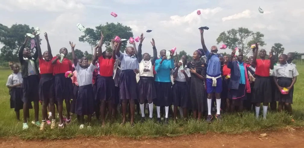 Students standing together after an education activity