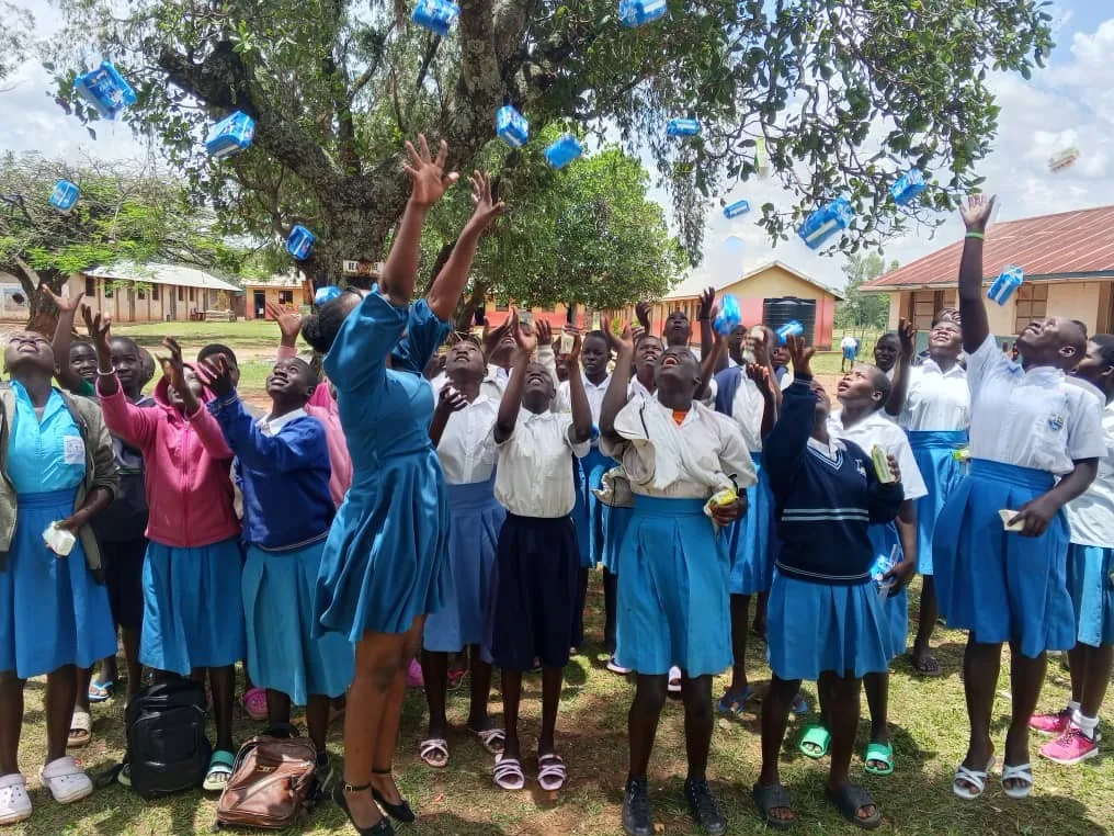 Students gathered during a school outreach