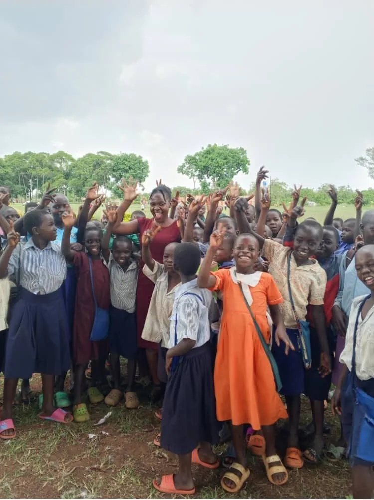 Students gathered together after a school outreach activity