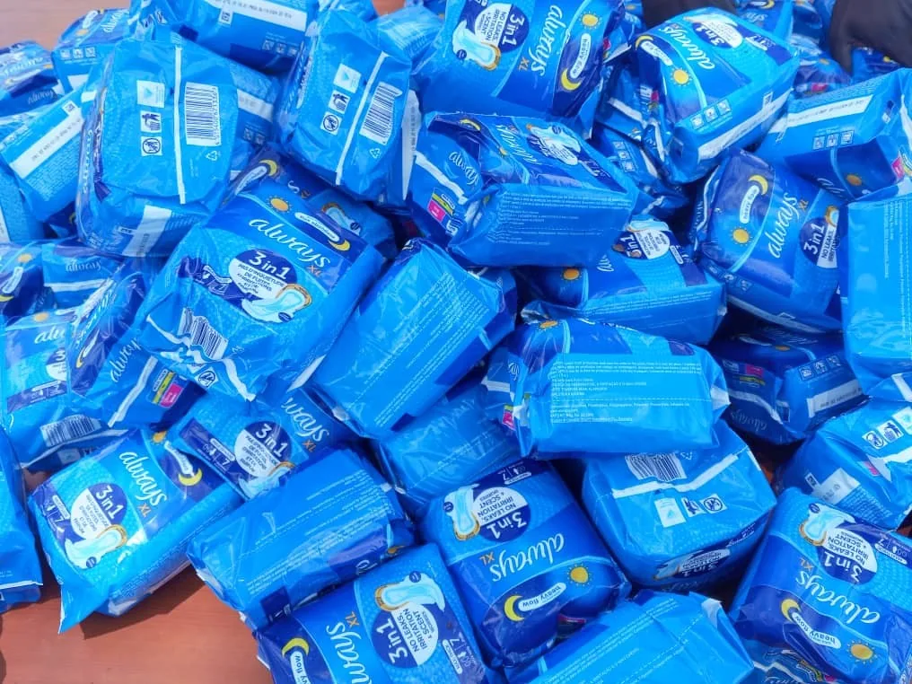 Sanitary pad packages prepared for distribution